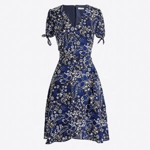 J. Crew | Blue Floral Faux-Wrap Mercantile Dress
